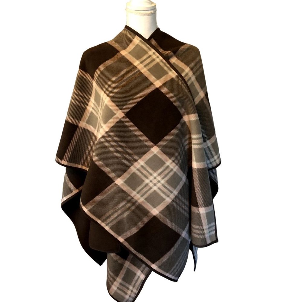 Woolrich Wrap Womens One Size Brown Pink Plaid Reversible